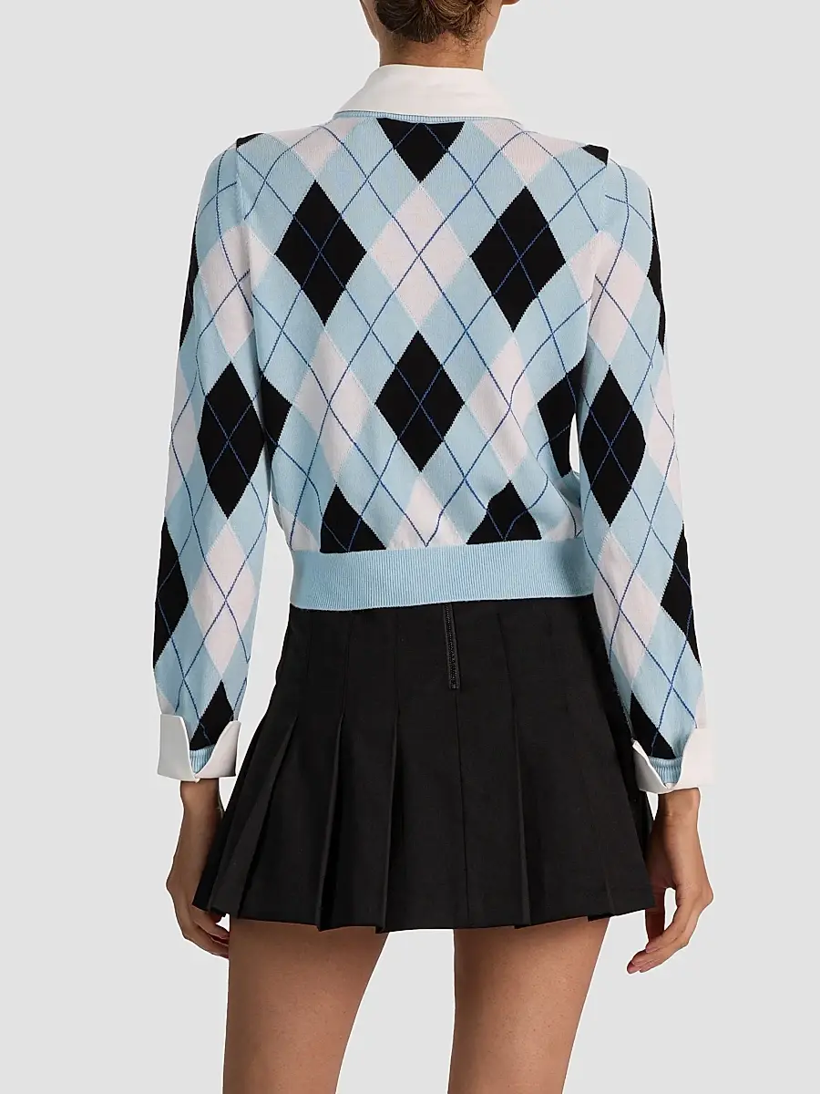 Alice + Olivia Women's Dollie Argyle Wool-Blend Cardigan | Thumbnail 3 Alice + Olivia Women's Dollie Argyle Wool-Blend Cardigan | Thumbnail 3