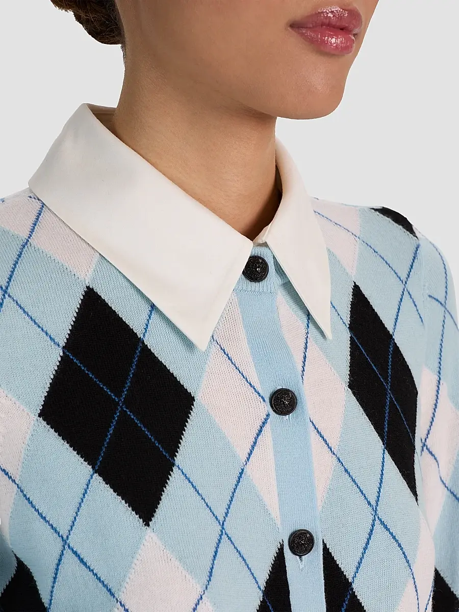 Alice + Olivia Women's Dollie Argyle Wool-Blend Cardigan | Thumbnail 5 Alice + Olivia Women's Dollie Argyle Wool-Blend Cardigan | Thumbnail 5