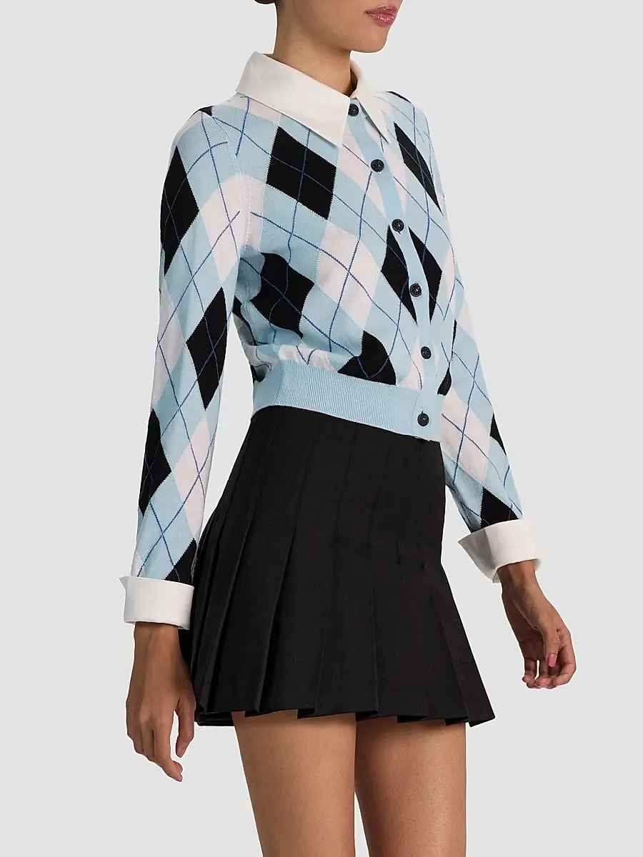 Alice + Olivia Women's Dollie Argyle Wool-Blend Cardigan | Thumbnail 6 Alice + Olivia Women's Dollie Argyle Wool-Blend Cardigan | Thumbnail 6