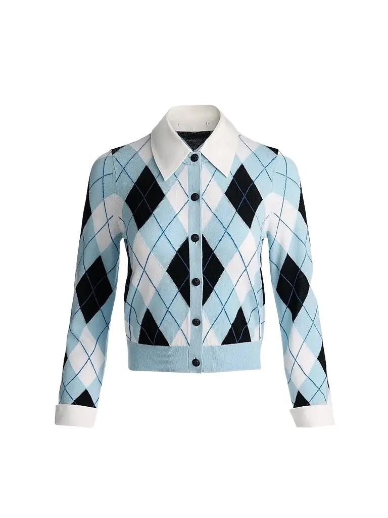 Alice + Olivia Women's Dollie Argyle Wool-Blend Cardigan