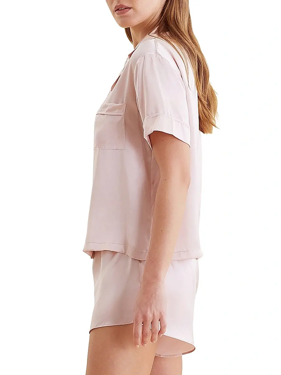 Papinelle Women's Audrey Silk Boxer Pajamas - Pink | Thumbnail 3 Papinelle Women's Audrey Silk Boxer Pajamas - Pink | Thumbnail 3