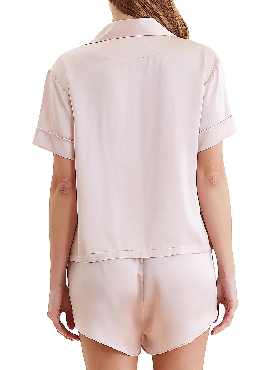 Papinelle Women's Audrey Silk Boxer Pajamas - Pink | Thumbnail 4 Papinelle Women's Audrey Silk Boxer Pajamas - Pink | Thumbnail 4