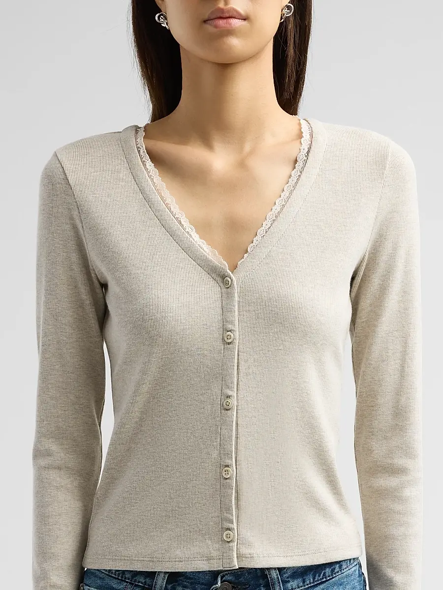 Frame Women's Ribbed-Trim Cardigan | Thumbnail 5 Frame Women's Ribbed-Trim Cardigan | Thumbnail 5