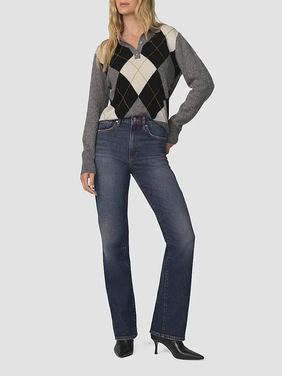 Joe's Jeans Women's Argyle Cashmere Polo Sweater | Thumbnail 2 Joe's Jeans Women's Argyle Cashmere Polo Sweater | Thumbnail 2