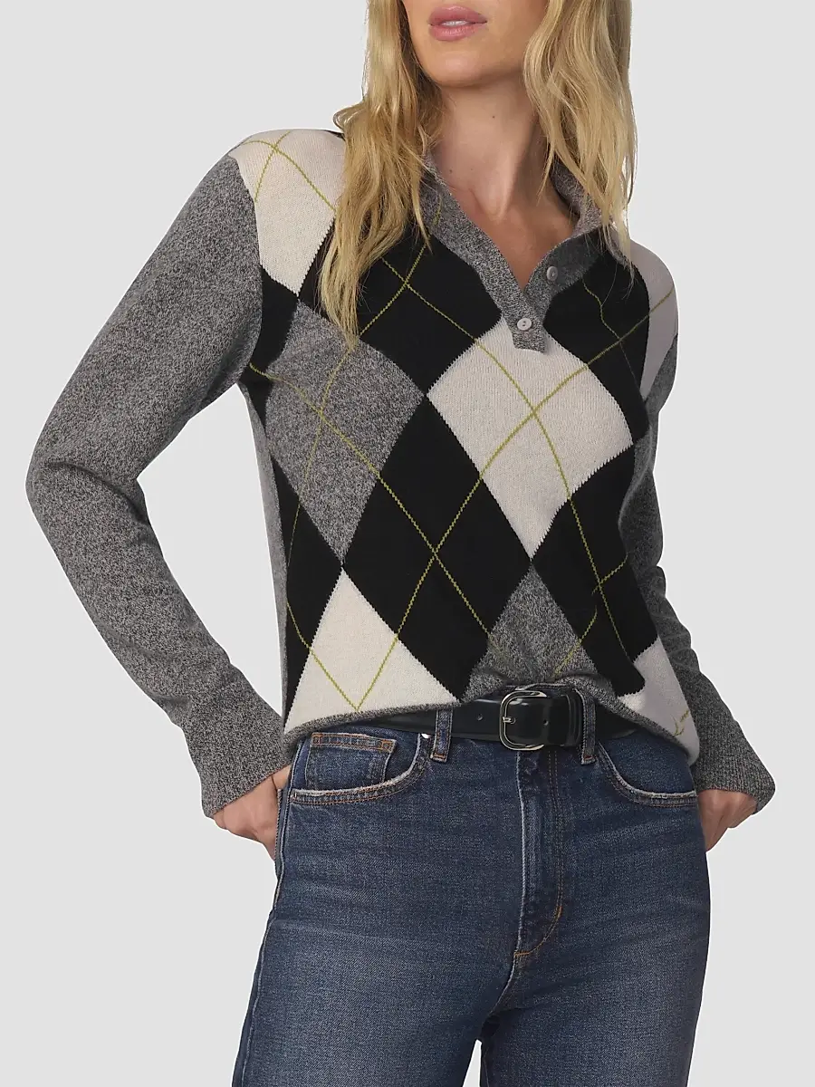 Joe's Jeans Women's Argyle Cashmere Polo Sweater | Thumbnail 4 Joe's Jeans Women's Argyle Cashmere Polo Sweater | Thumbnail 4