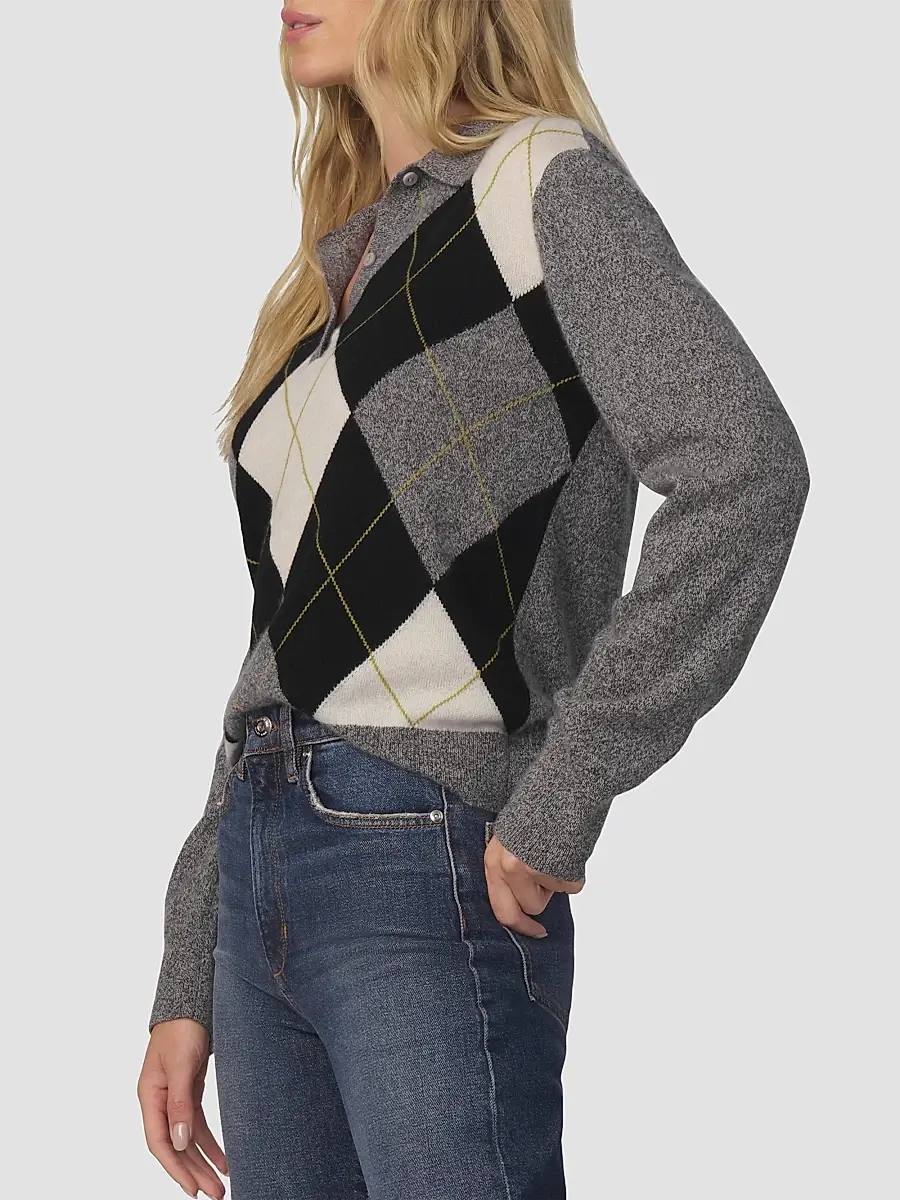 Joe's Jeans Women's Argyle Cashmere Polo Sweater | Thumbnail 5 Joe's Jeans Women's Argyle Cashmere Polo Sweater | Thumbnail 5