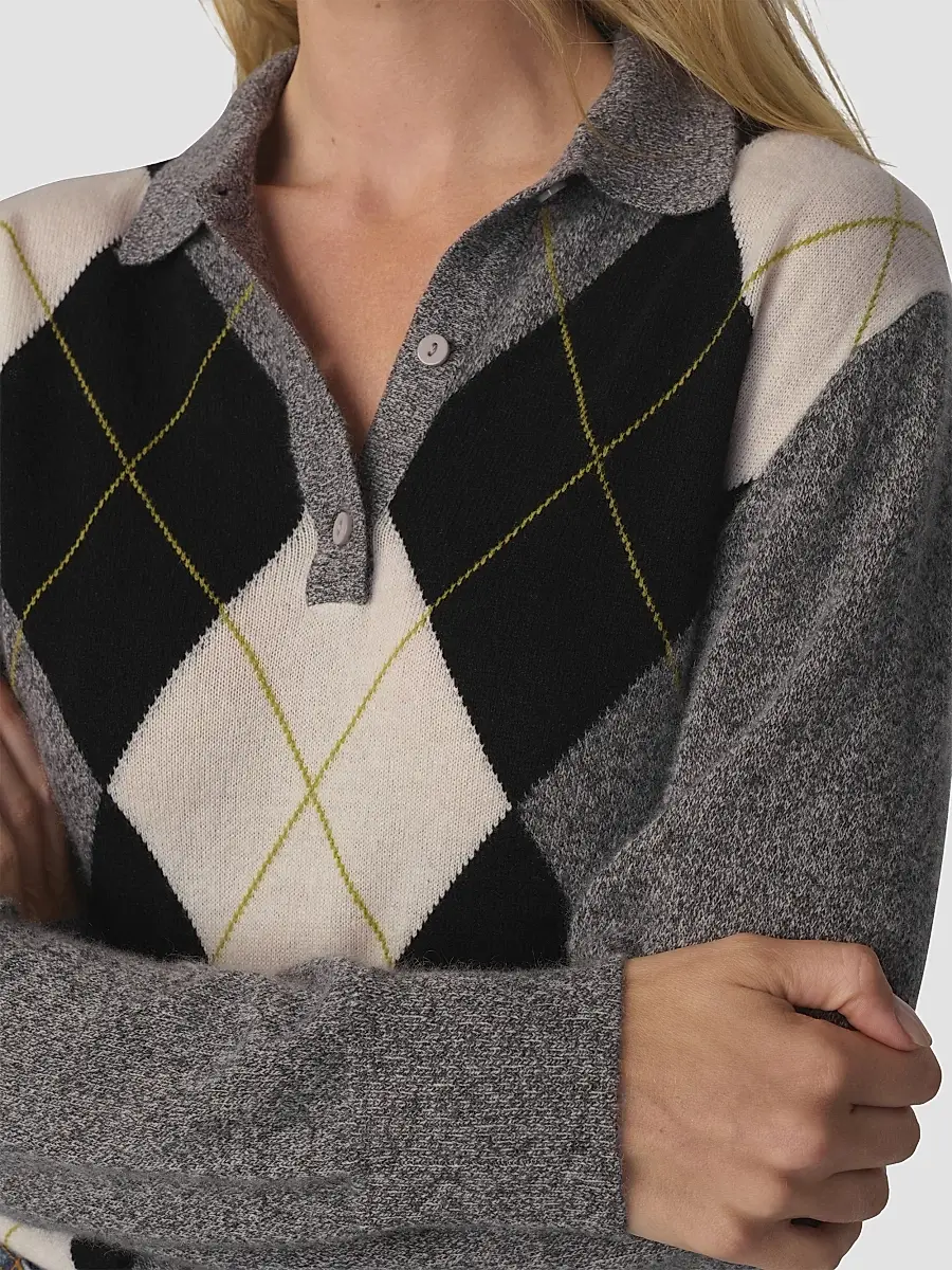 Joe's Jeans Women's Argyle Cashmere Polo Sweater | Thumbnail 6 Joe's Jeans Women's Argyle Cashmere Polo Sweater | Thumbnail 6