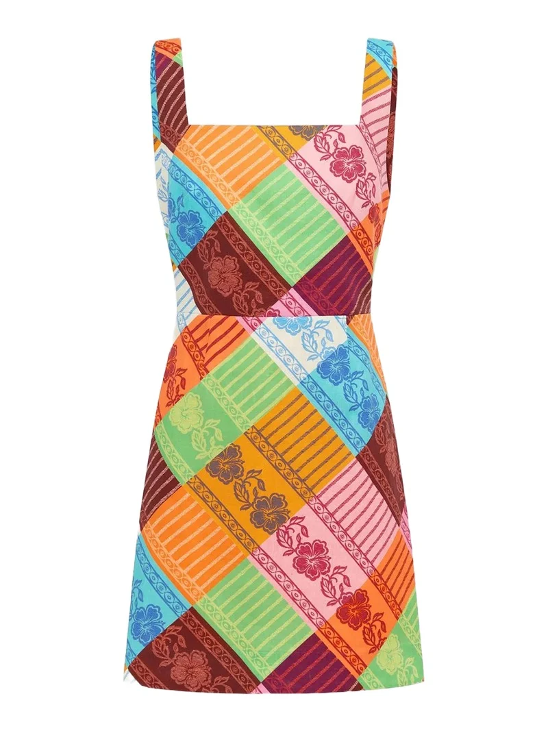 ALÉMAIS Women's Kaleidoscope Squareneck Mini Dress