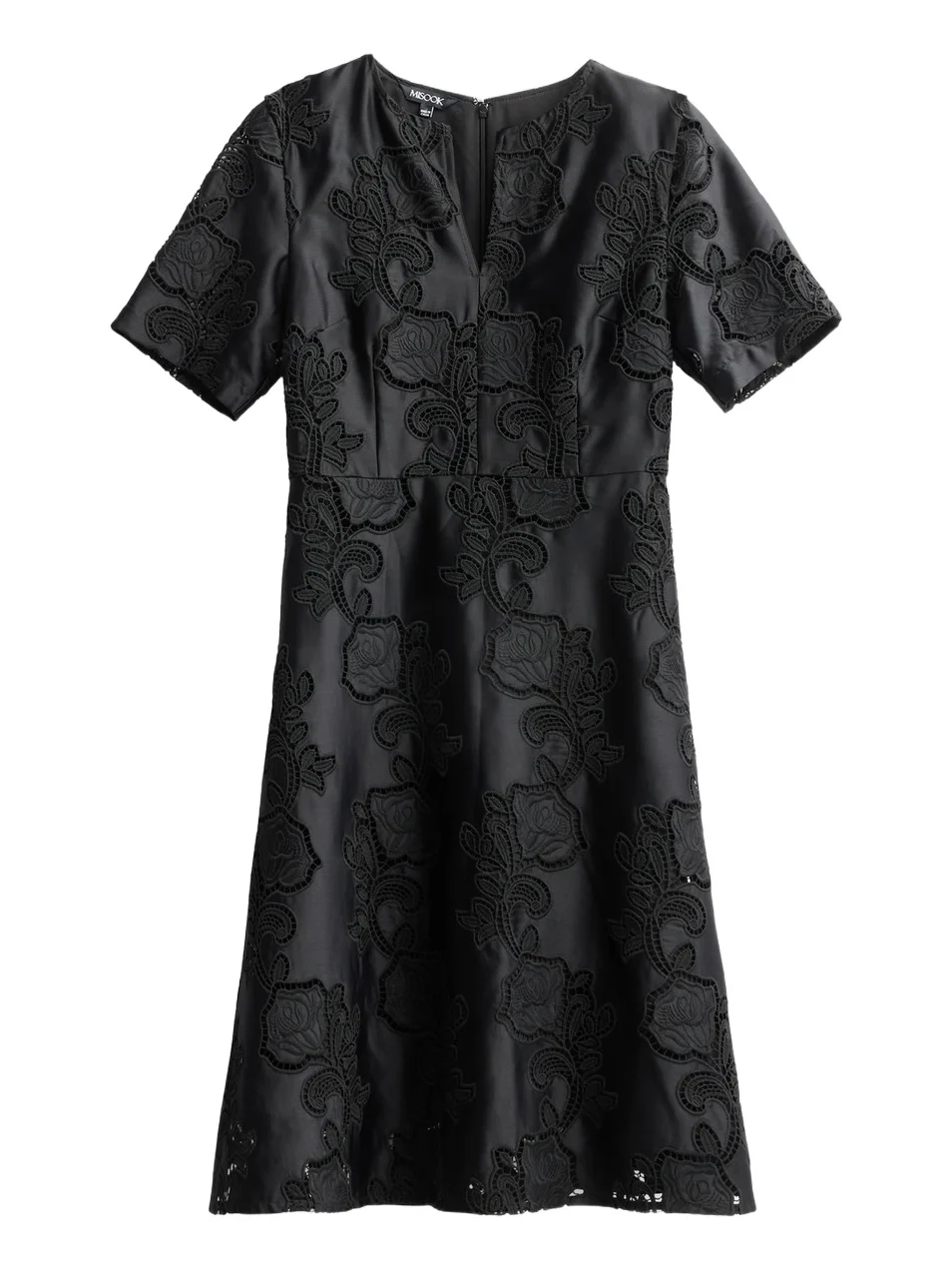 Misook Women's Floral Eyelet Crepe de Chine A-Line Knee-Length Dress