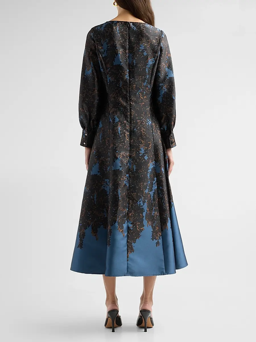 Misook Women's Bloomscape Jacquard Woven A-Line Maxi Dress | Thumbnail 3 Misook Women's Bloomscape Jacquard Woven A-Line Maxi Dress | Thumbnail 3