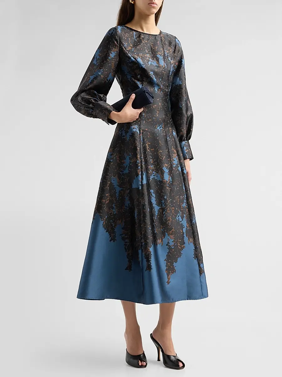 Misook Women's Bloomscape Jacquard Woven A-Line Maxi Dress | Thumbnail 4 Misook Women's Bloomscape Jacquard Woven A-Line Maxi Dress | Thumbnail 4