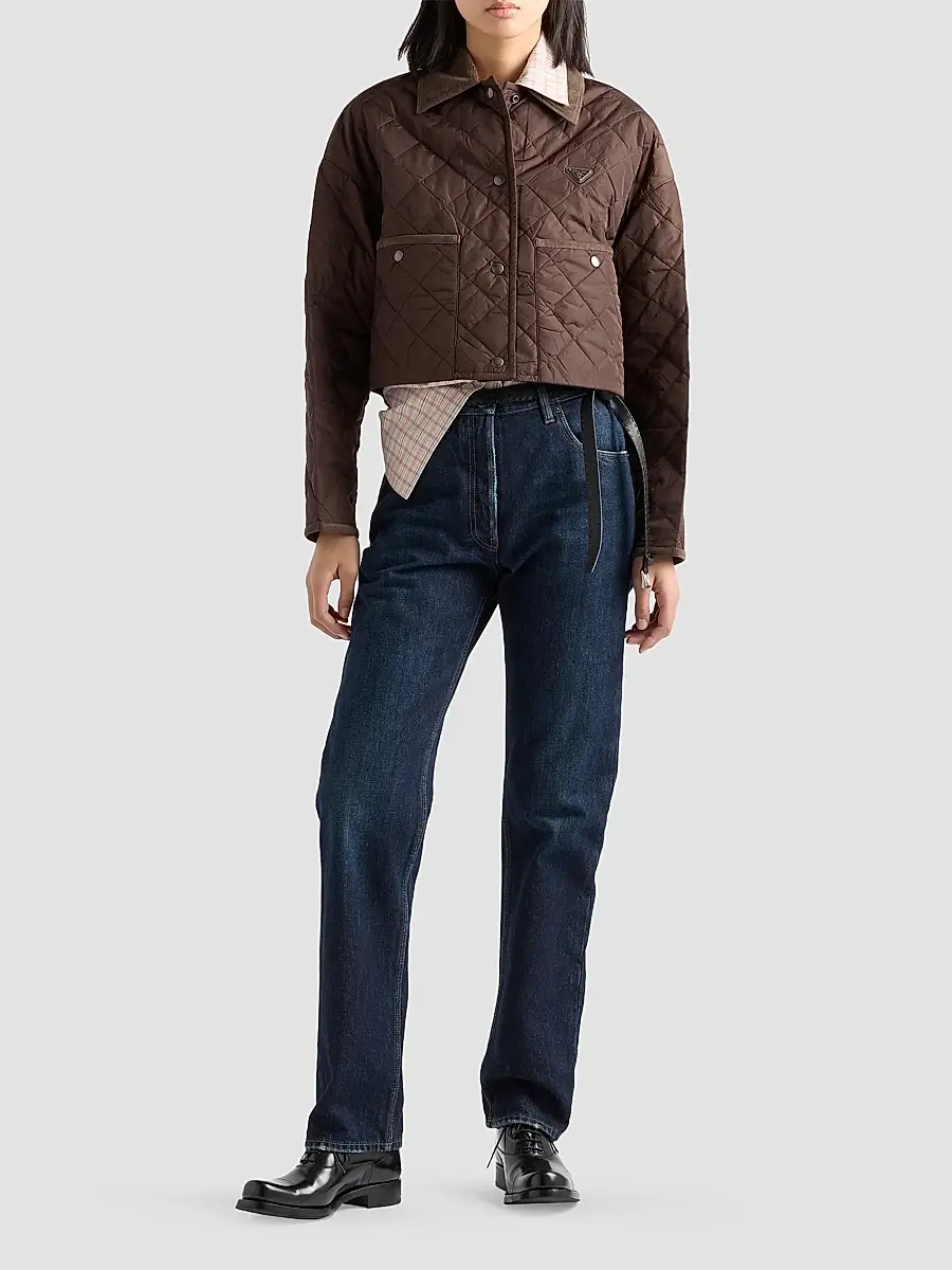 Prada Women's Lightweight Nylon Cropped Blouson Jacket | Thumbnail 2 Prada Women's Lightweight Nylon Cropped Blouson Jacket | Thumbnail 2