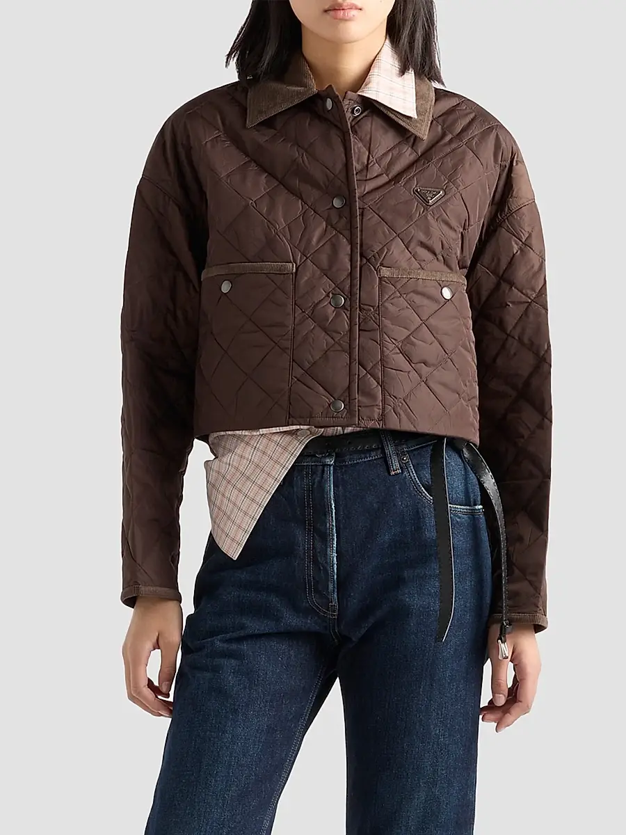 Prada Women's Lightweight Nylon Cropped Blouson Jacket | Thumbnail 3 Prada Women's Lightweight Nylon Cropped Blouson Jacket | Thumbnail 3