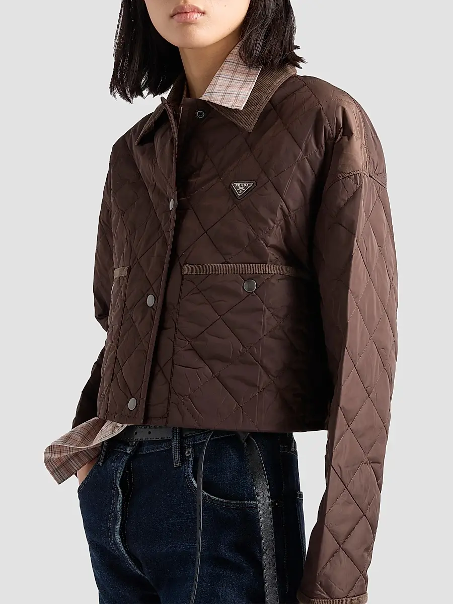 Prada Women's Lightweight Nylon Cropped Blouson Jacket | Thumbnail 4 Prada Women's Lightweight Nylon Cropped Blouson Jacket | Thumbnail 4