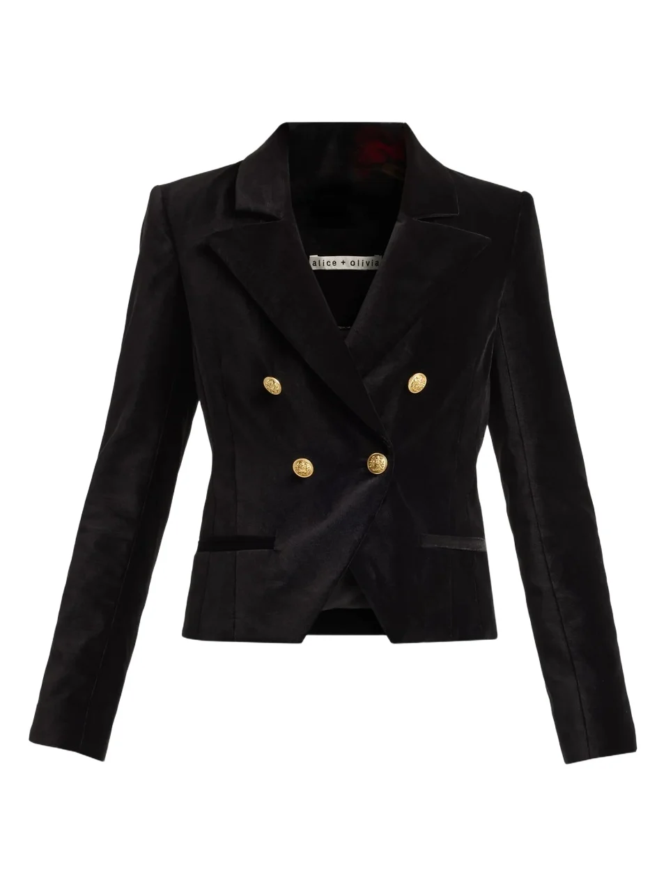 Alice + Olivia Women's Sable Double-Breasted Velvet Crop Blazer