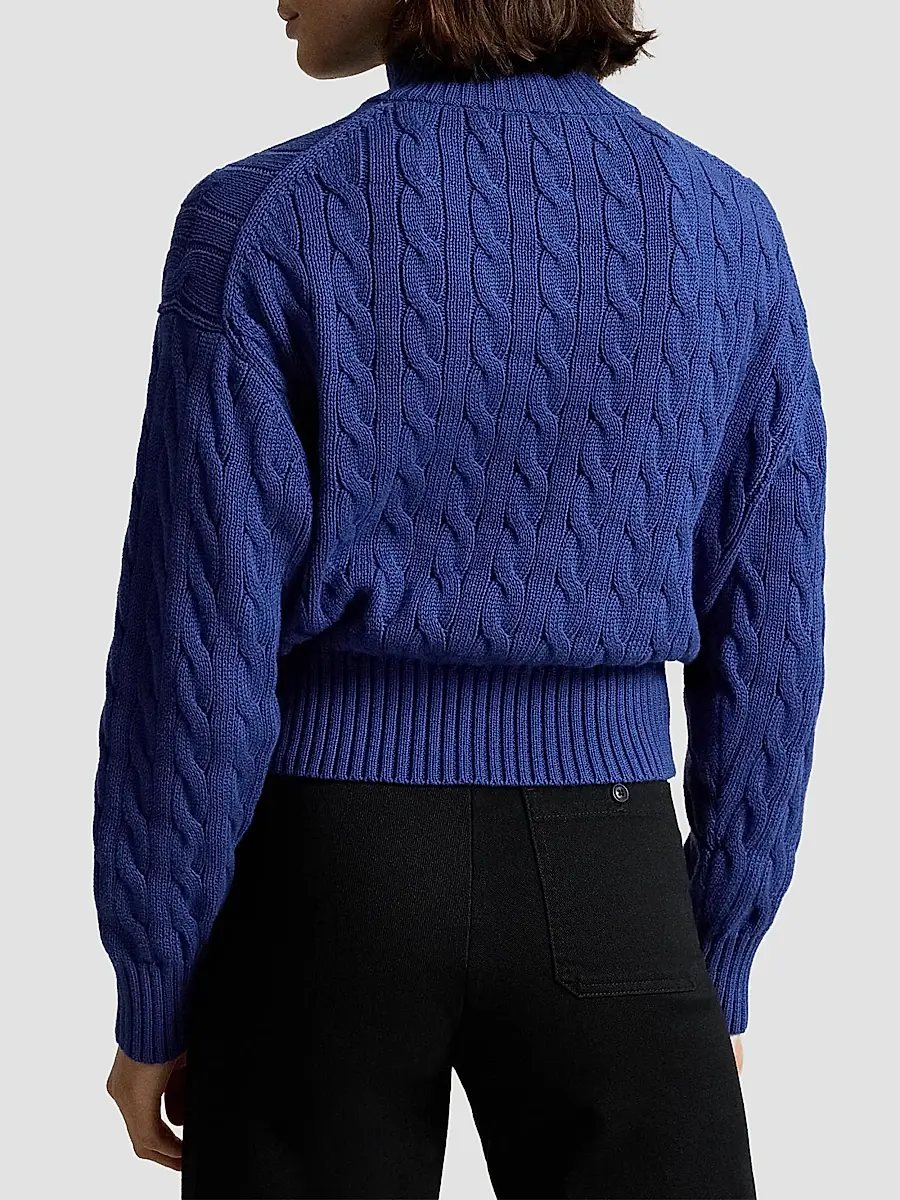 Polo Ralph Lauren Women's Cable-Knit Cotton Quarter-Zip Sweater | Thumbnail 3