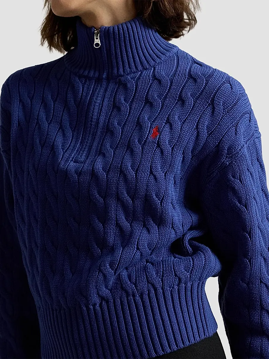 Polo Ralph Lauren Women's Cable-Knit Cotton Quarter-Zip Sweater | Thumbnail 5