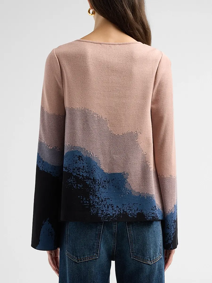 Misook Women's Landscape Bell-Sleeve Top | Thumbnail 3 Misook Women's Landscape Bell-Sleeve Top | Thumbnail 3