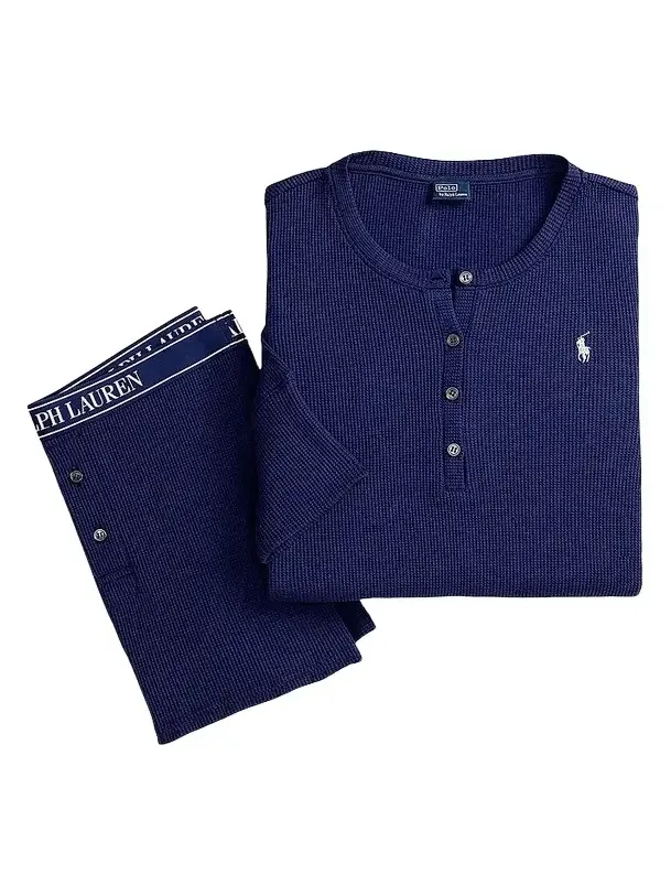Women's Club Waffle Henley & Shorts Pajamas - Navy Women's Club Waffle Henley & Shorts Pajamas - Navy