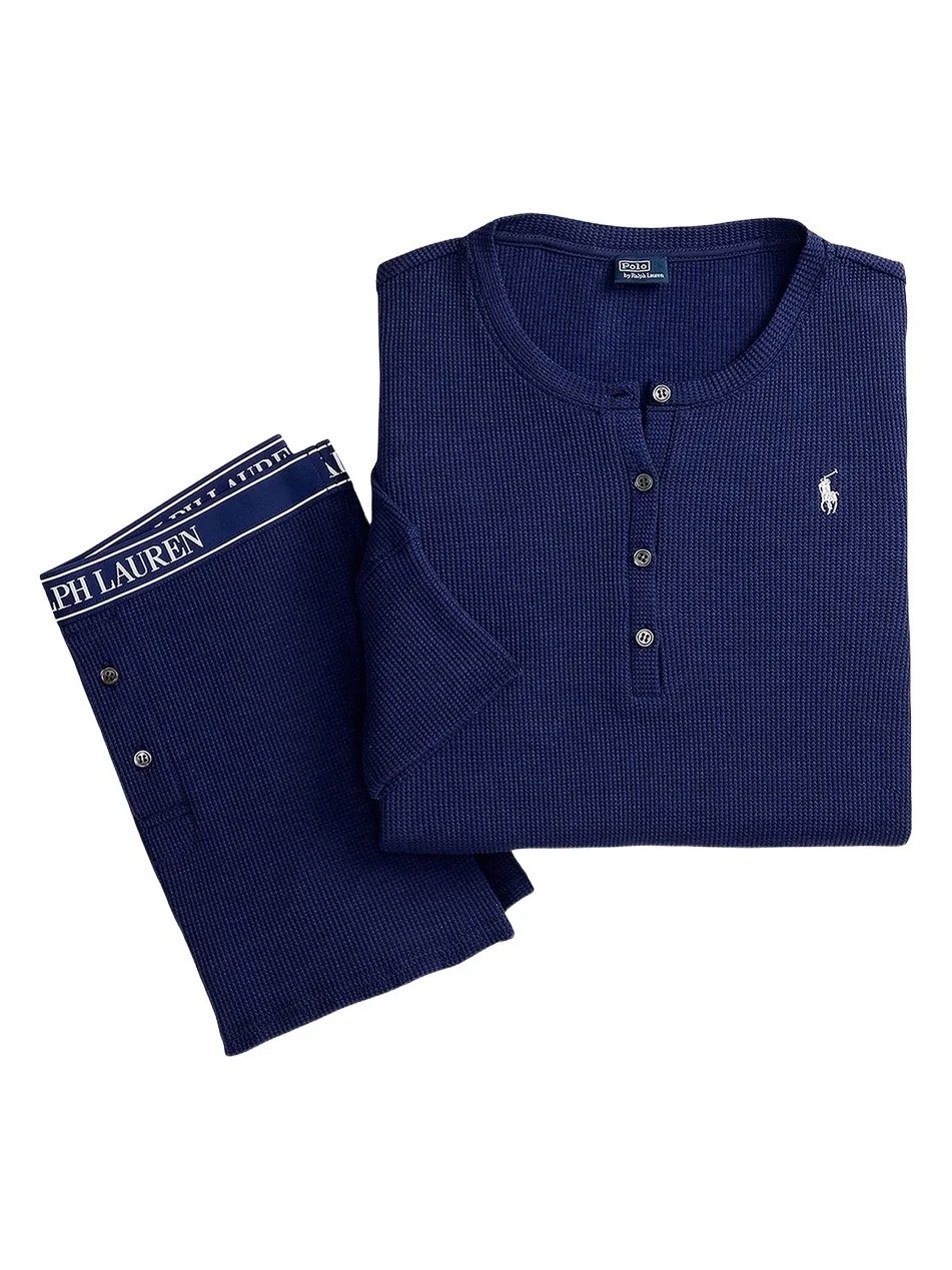 Women's Club Waffle Henley & Shorts Pajamas - Navy Women's Club Waffle Henley & Shorts Pajamas - Navy