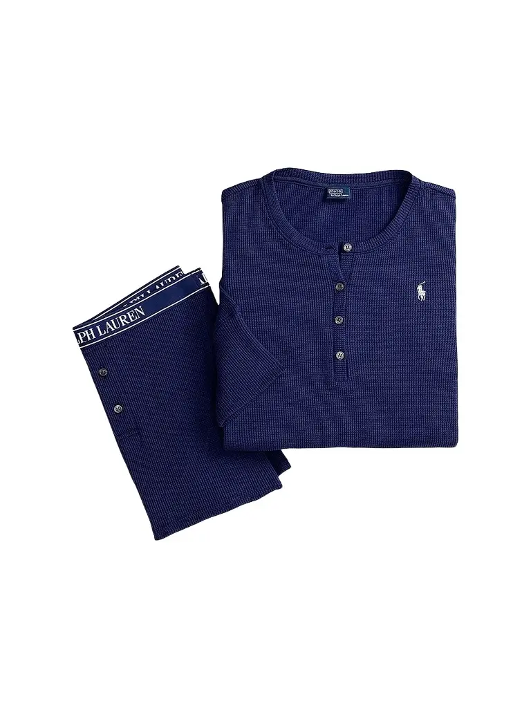 Women's Club Waffle Henley & Shorts Pajamas - Navy