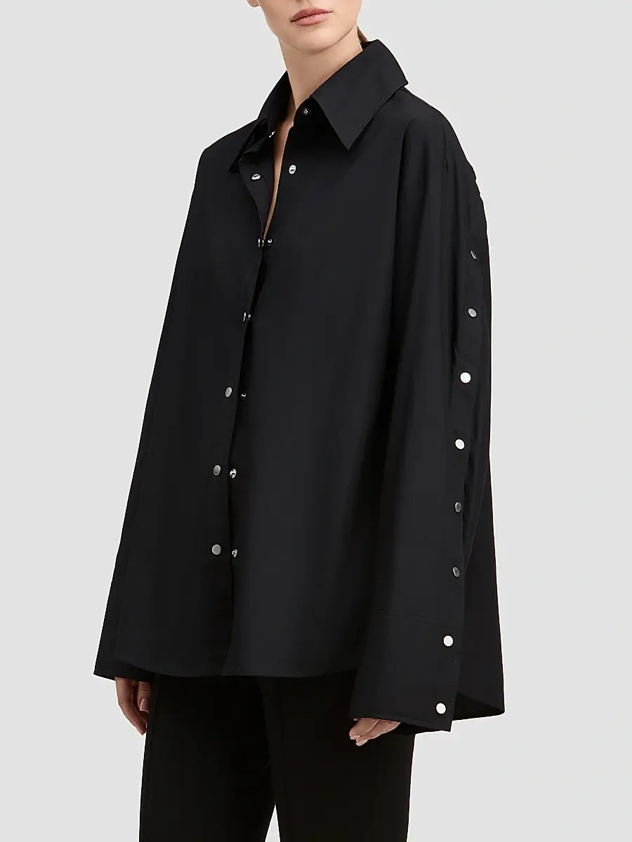 Derek Lam Women's Carine Snap-Detail Cotton Poplin Shirt | Thumbnail 2 Derek Lam Women's Carine Snap-Detail Cotton Poplin Shirt | Thumbnail 2