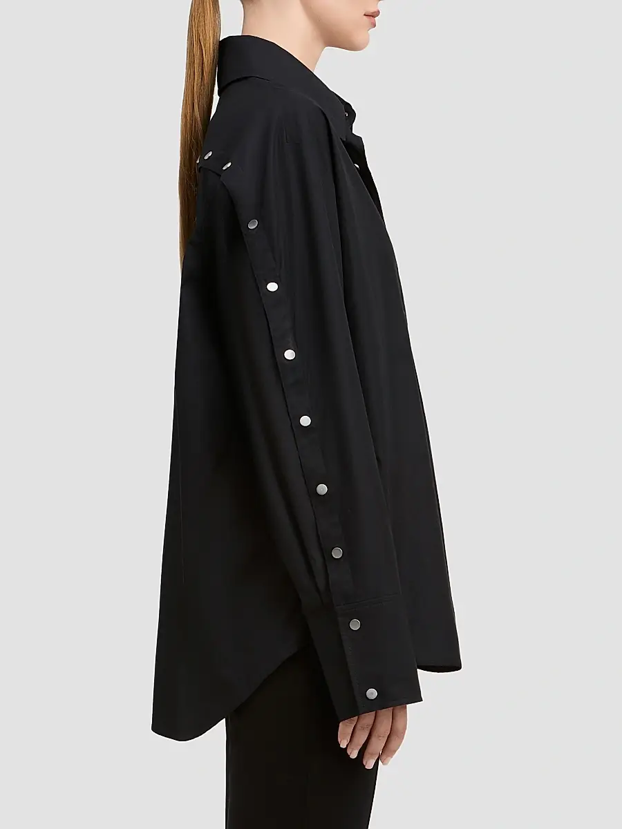 Derek Lam Women's Carine Snap-Detail Cotton Poplin Shirt | Thumbnail 4 Derek Lam Women's Carine Snap-Detail Cotton Poplin Shirt | Thumbnail 4