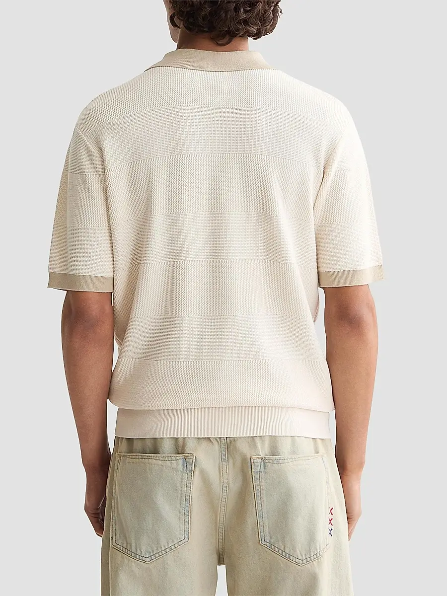 Scotch & Soda Men's Textured Cotton Knit Polo Shirt | Thumbnail 4 Scotch & Soda Men's Textured Cotton Knit Polo Shirt | Thumbnail 4