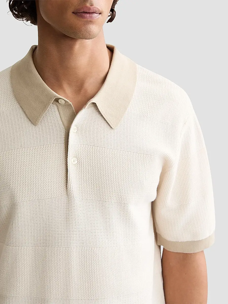 Scotch & Soda Men's Textured Cotton Knit Polo Shirt | Thumbnail 5 Scotch & Soda Men's Textured Cotton Knit Polo Shirt | Thumbnail 5