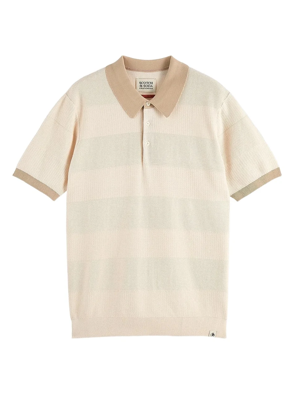 Scotch & Soda Men's Textured Cotton Knit Polo Shirt
