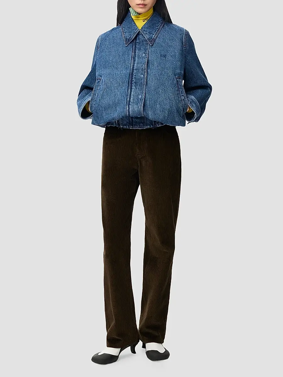 Loewe Women's Drawstring Washed-Denim Drawstring Jacket | Thumbnail 2