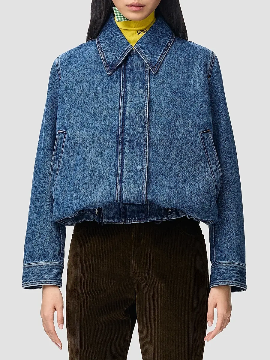 Loewe Women's Drawstring Washed-Denim Drawstring Jacket | Thumbnail 4