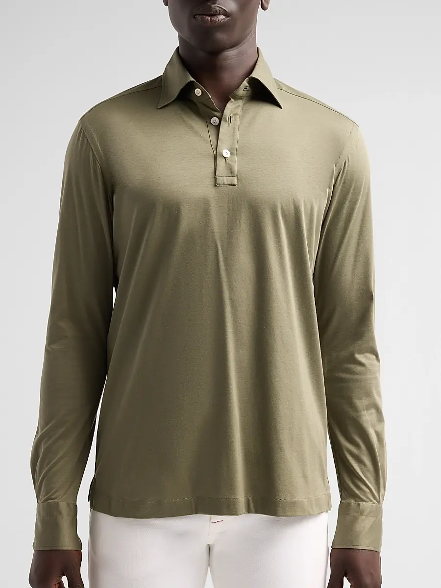 Kiton Men's Cotton Piqué Polo Shirt | Thumbnail 5 Kiton Men's Cotton Piqué Polo Shirt | Thumbnail 5