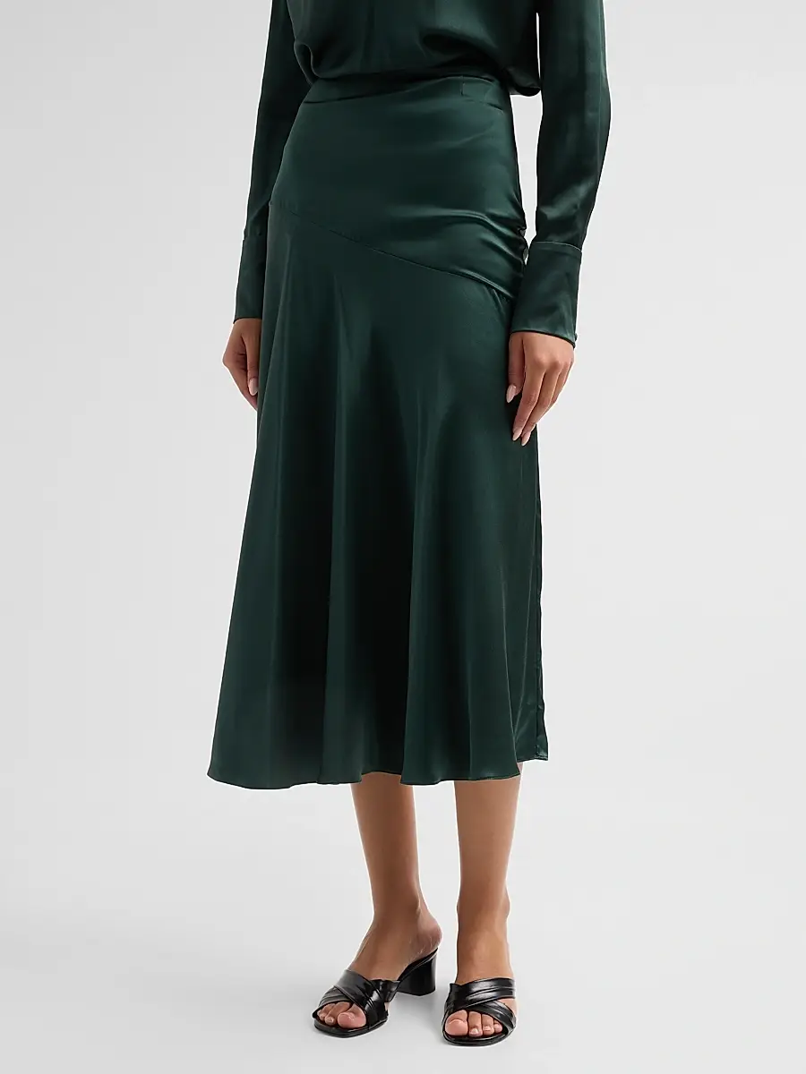 Adam Lippes Women's Tess Silk Charmeuse Midi Skirt | Thumbnail 4 Adam Lippes Women's Tess Silk Charmeuse Midi Skirt | Thumbnail 4
