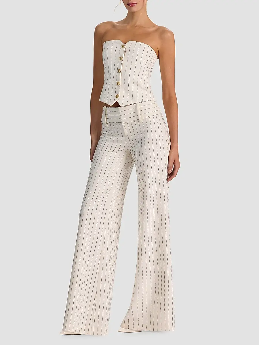 Alice + Olivia Women's Olivia Striped Low-Rise Wide-Leg Pants | Thumbnail 2 Alice + Olivia Women's Olivia Striped Low-Rise Wide-Leg Pants | Thumbnail 2