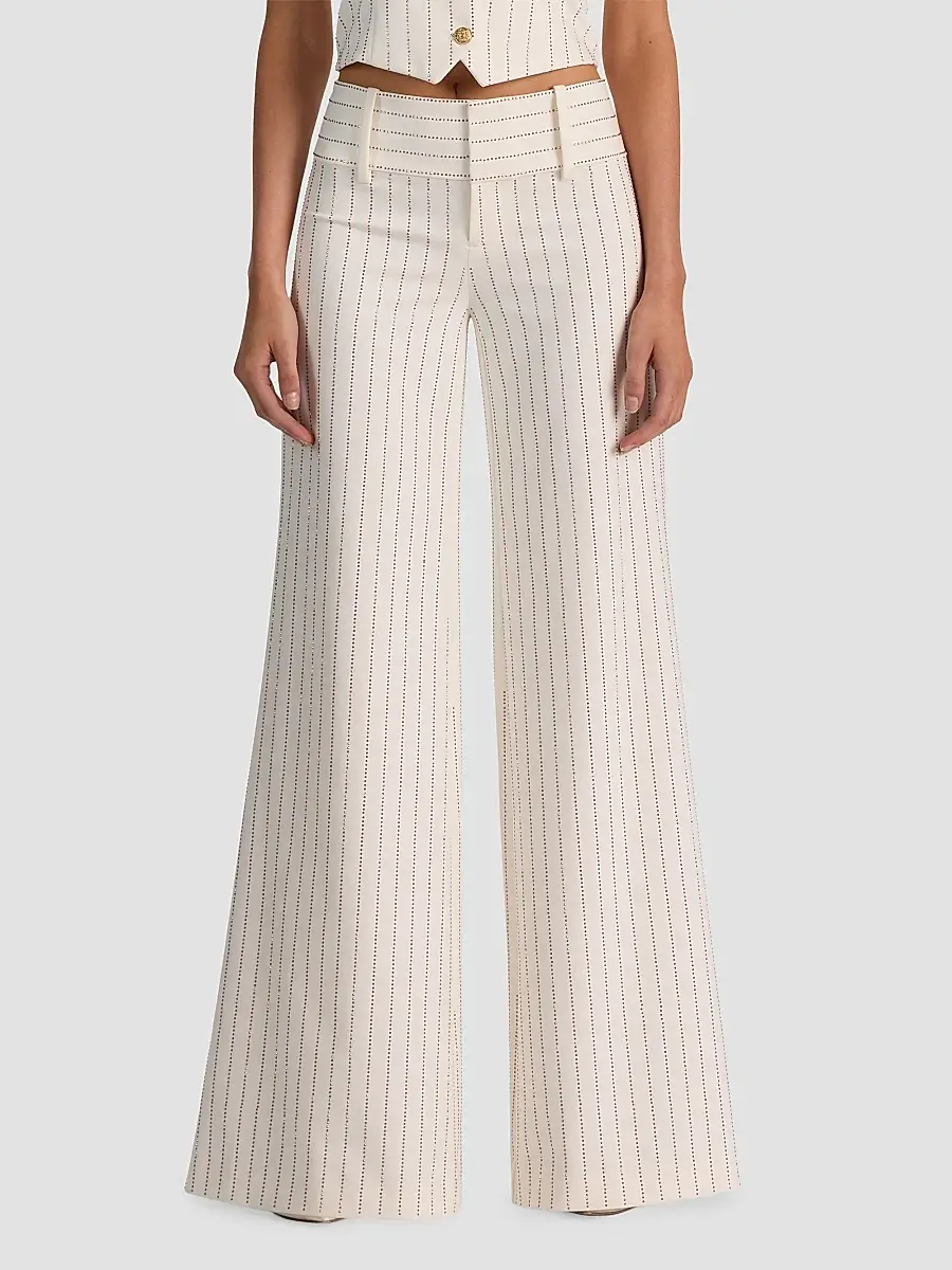 Alice + Olivia Women's Olivia Striped Low-Rise Wide-Leg Pants | Thumbnail 4 Alice + Olivia Women's Olivia Striped Low-Rise Wide-Leg Pants | Thumbnail 4