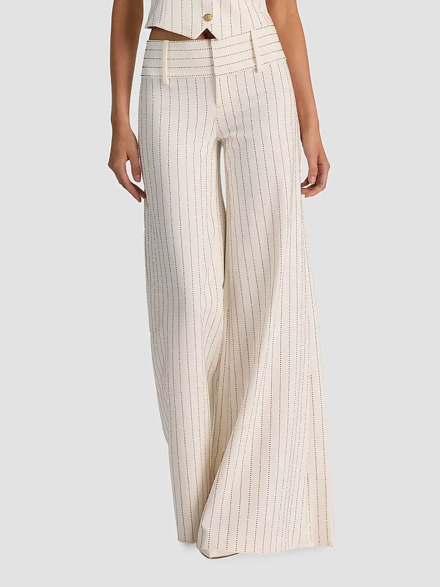 Alice + Olivia Women's Olivia Striped Low-Rise Wide-Leg Pants | Thumbnail 5 Alice + Olivia Women's Olivia Striped Low-Rise Wide-Leg Pants | Thumbnail 5