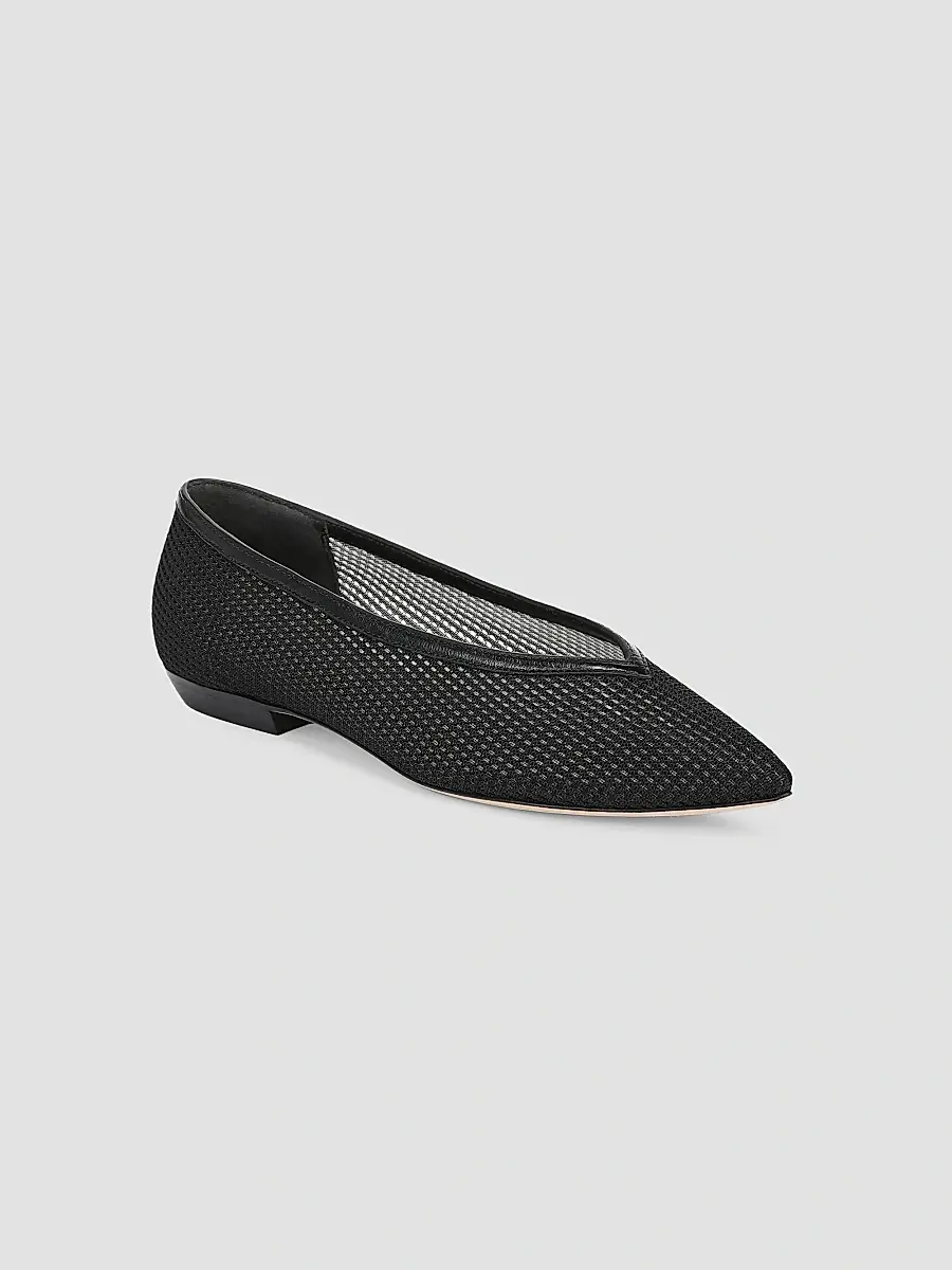 Veronica Beard Women's Bancroft Mesh-Leather Ballerina Flats | Thumbnail 2 Veronica Beard Women's Bancroft Mesh-Leather Ballerina Flats | Thumbnail 2