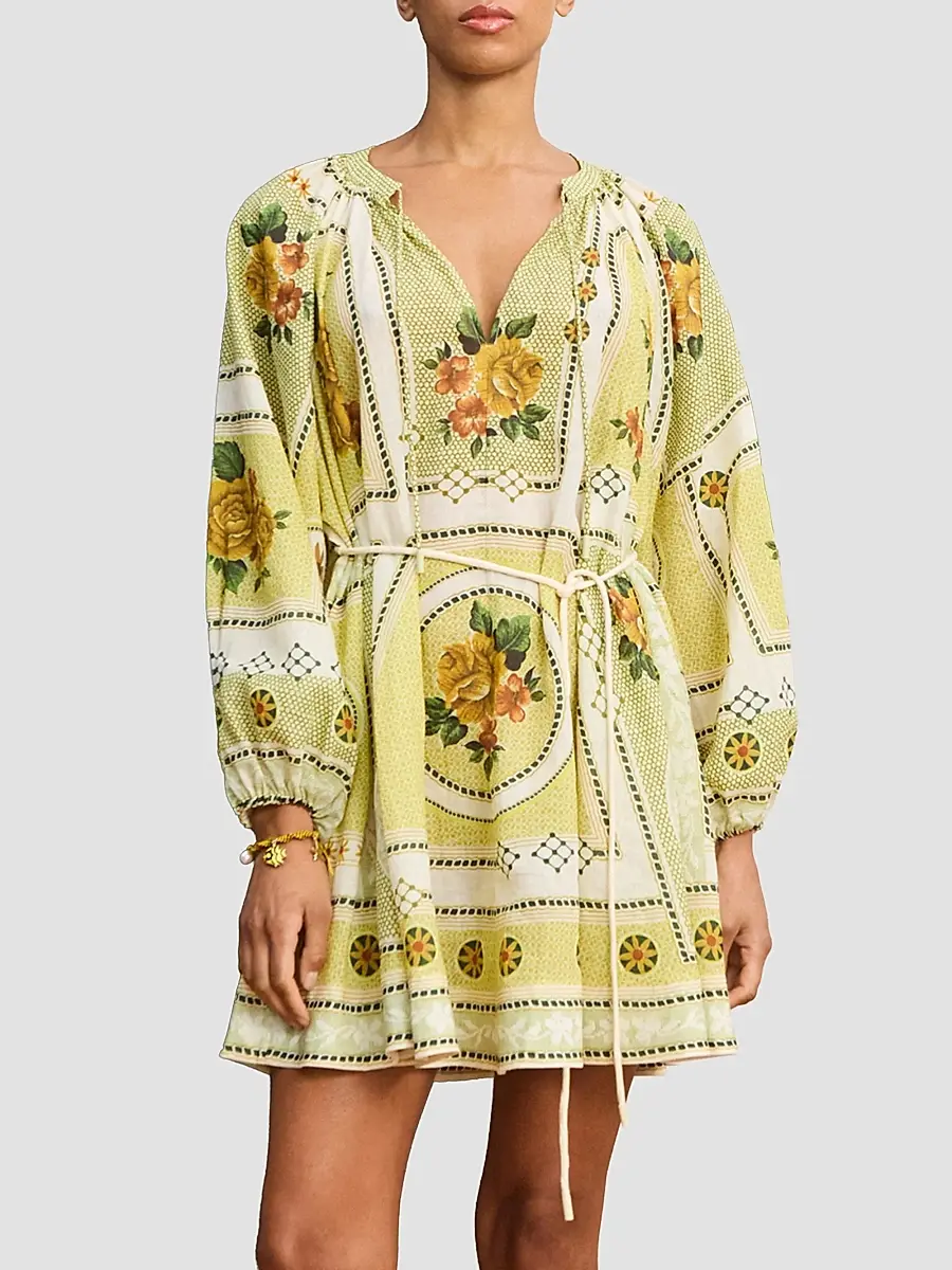 ALÉMAIS Women's Dixie Printed Mini Dress | Thumbnail 4