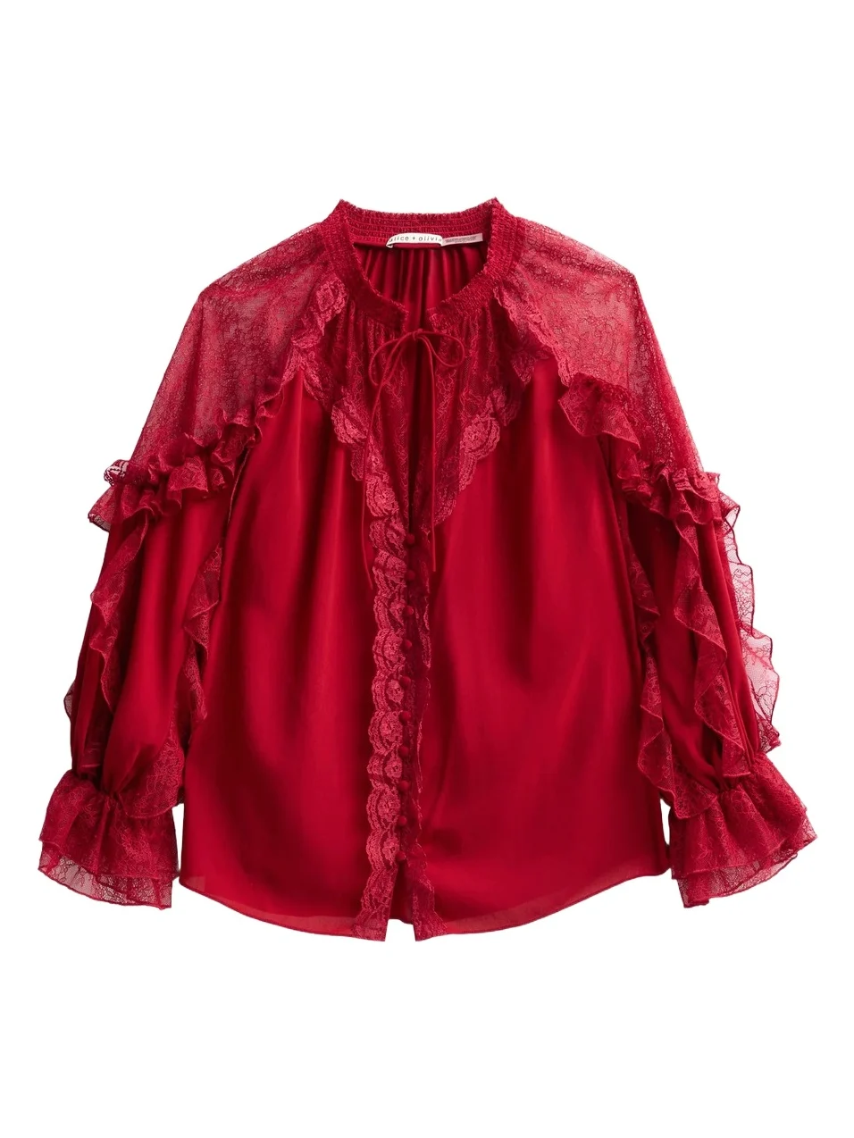 Women's Aleena Ruffled Lace-Trim Blouse Women's Aleena Ruffled Lace-Trim Blouse