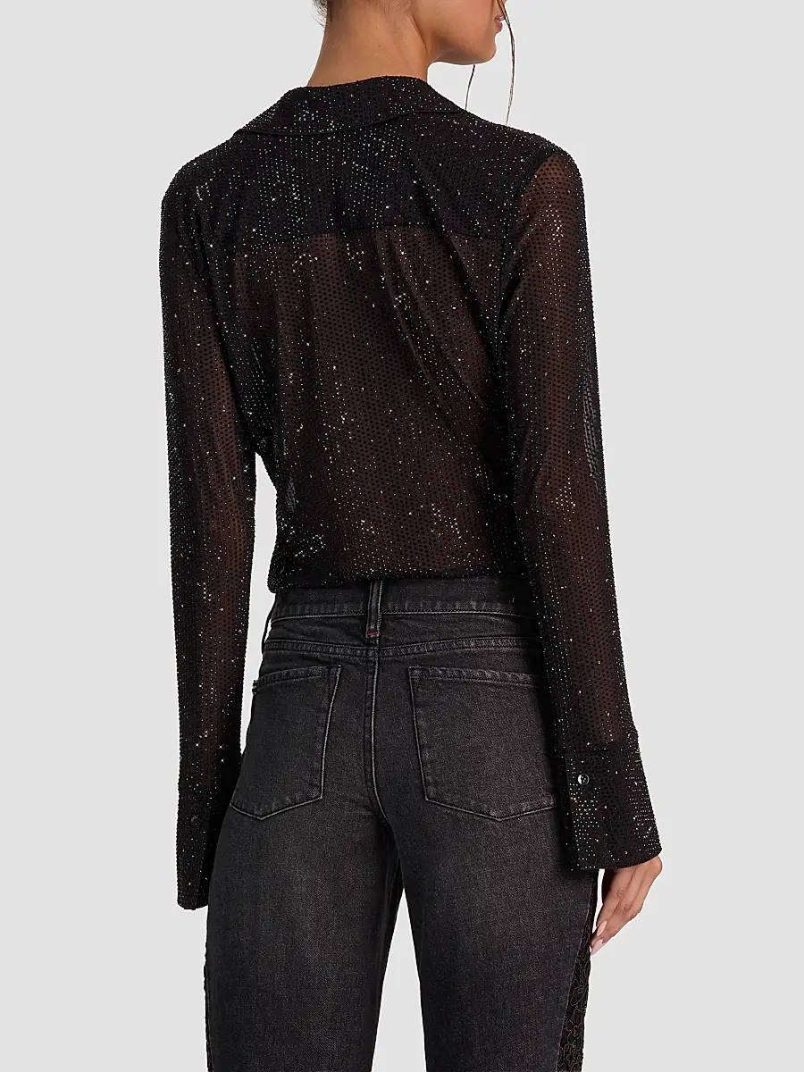 Alice + Olivia Women's Freya Embellished Sheer Top | Thumbnail 3 Alice + Olivia Women's Freya Embellished Sheer Top | Thumbnail 3