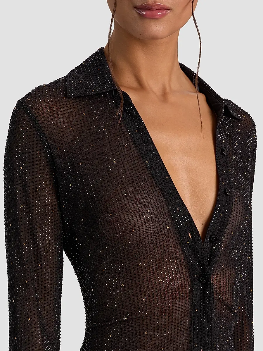 Alice + Olivia Women's Freya Embellished Sheer Top | Thumbnail 5 Alice + Olivia Women's Freya Embellished Sheer Top | Thumbnail 5
