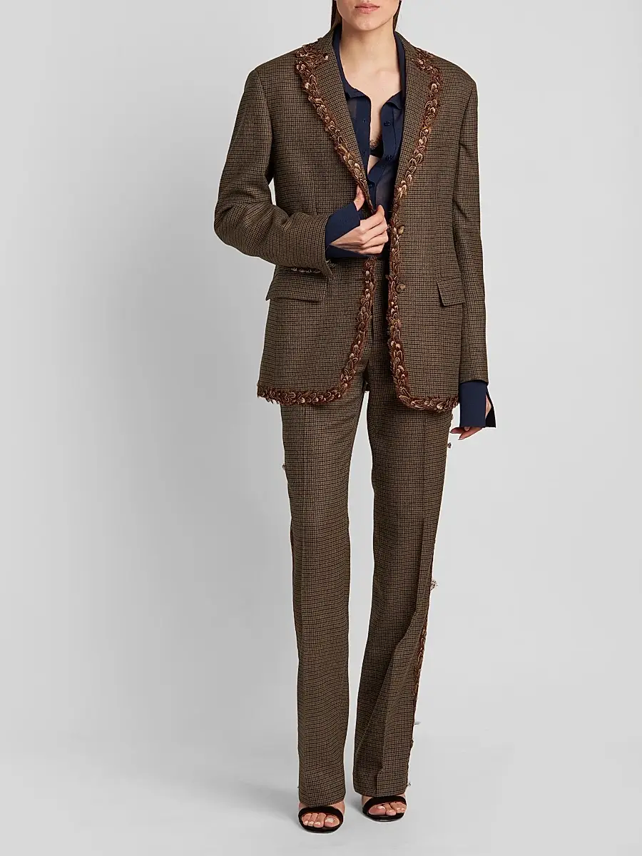 Etro Women's Feather-Trimmed Wool Blazer | Thumbnail 2