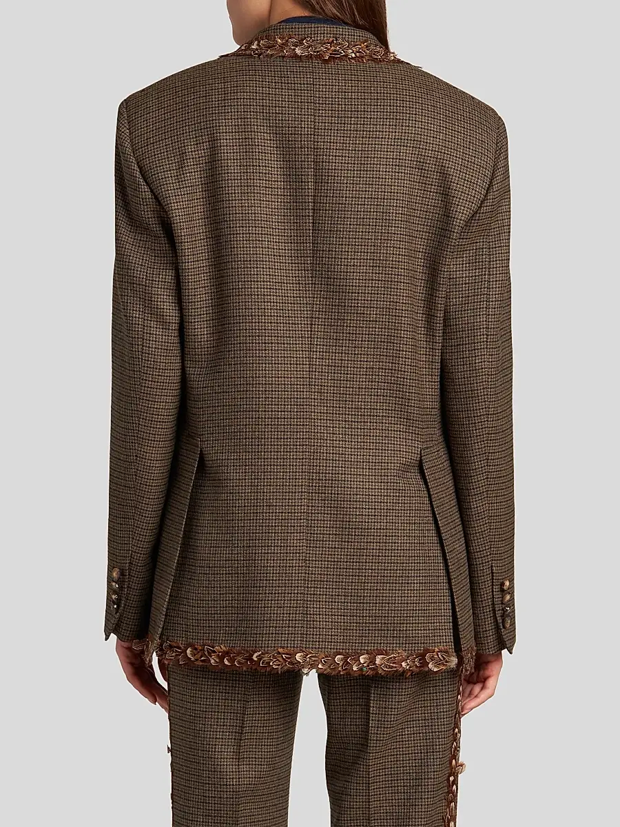 Etro Women's Feather-Trimmed Wool Blazer | Thumbnail 3