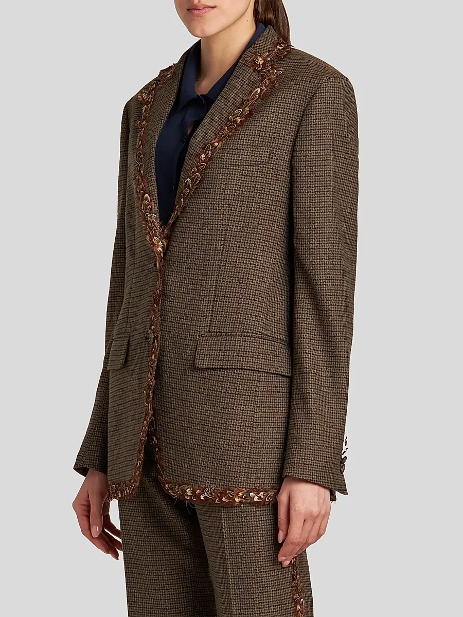 Etro Women's Feather-Trimmed Wool Blazer | Thumbnail 4