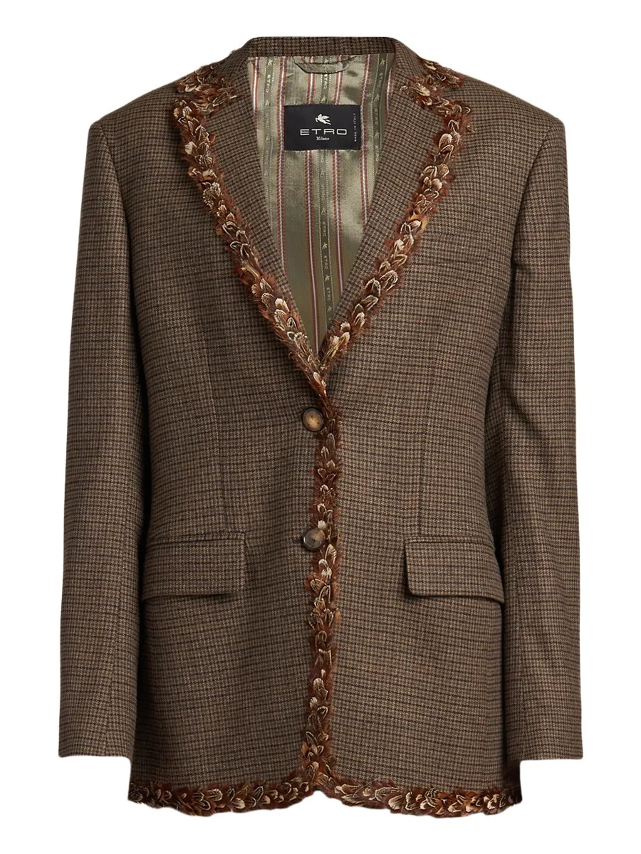 Women's Feather-Trimmed Wool Blazer