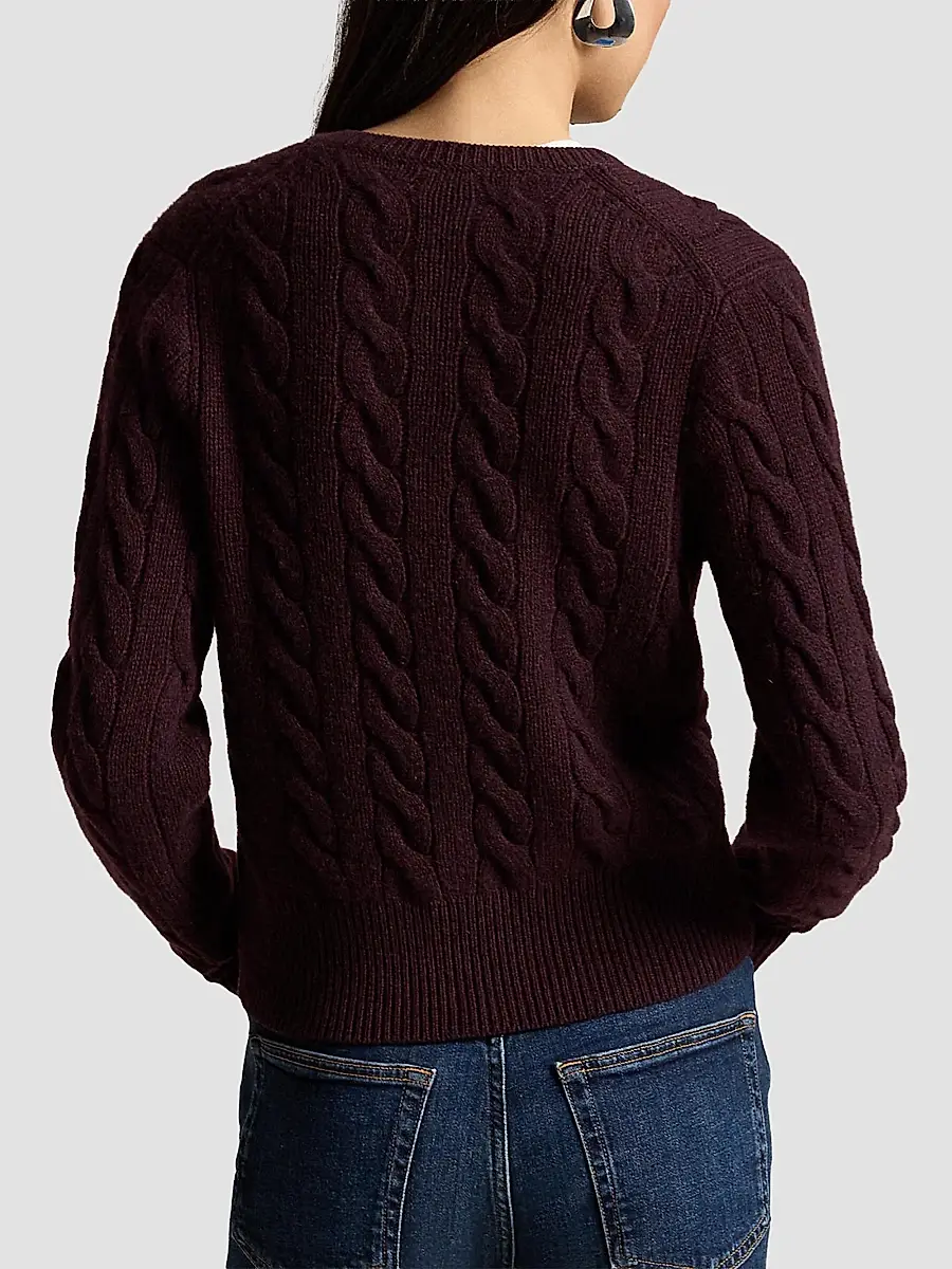 Polo Ralph Lauren Women's Cable-Knit Wool-Cashmere Cardigan | Thumbnail 3