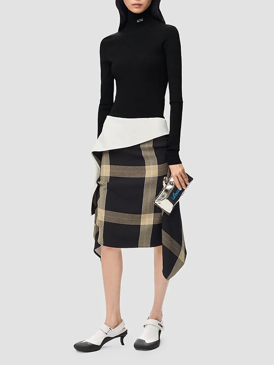 Loewe Women's Plaid Asymmetric Knee-Length Skirt | Thumbnail 2