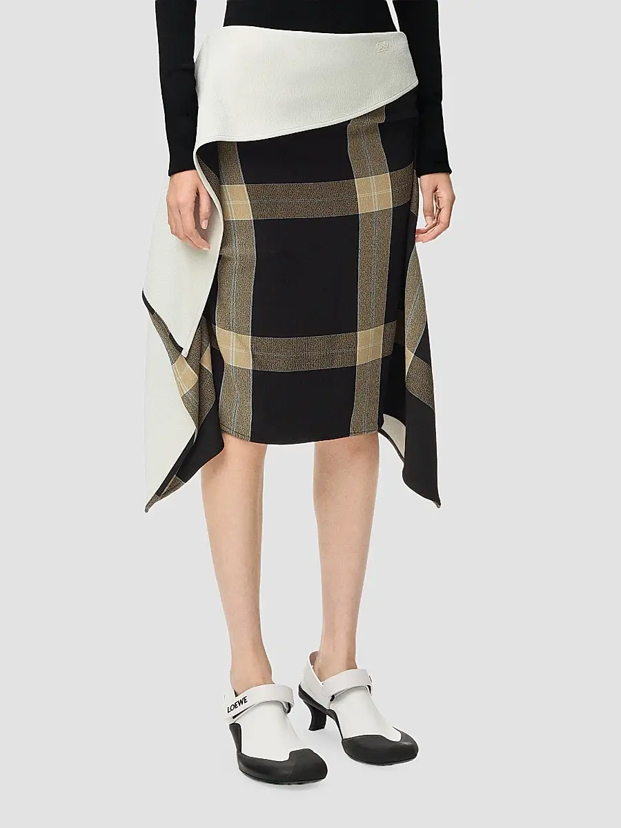 Loewe Women's Plaid Asymmetric Knee-Length Skirt | Thumbnail 4