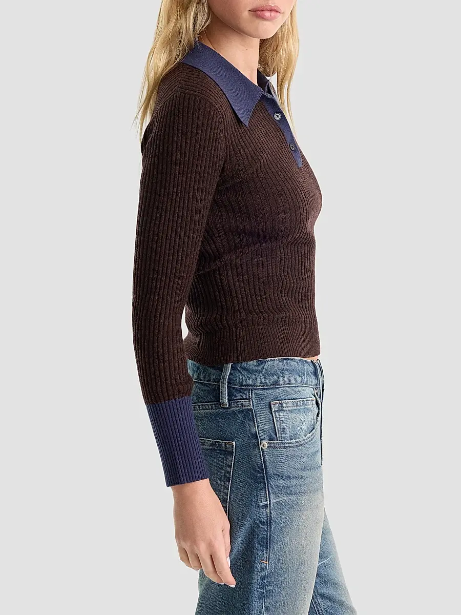 GOOD AMERICAN Women's Rib-Knit Merino Wool Polo Sweater | Thumbnail 6 GOOD AMERICAN Women's Rib-Knit Merino Wool Polo Sweater | Thumbnail 6
